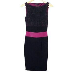 Karen Millen Cocktail Dress Black Pink Size 4 Floral Lace Lined Sleeveless